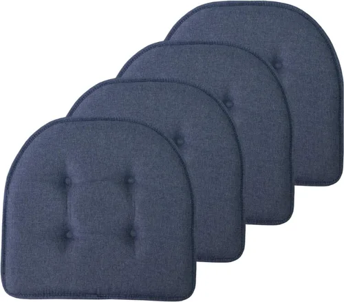 Vista 136 de Sweet Home Collection - Cojín de asiento de espuma viscoelástica y respaldo de caucho antideslizante con capitoné para silla, cojín en U, 17x16 Gris