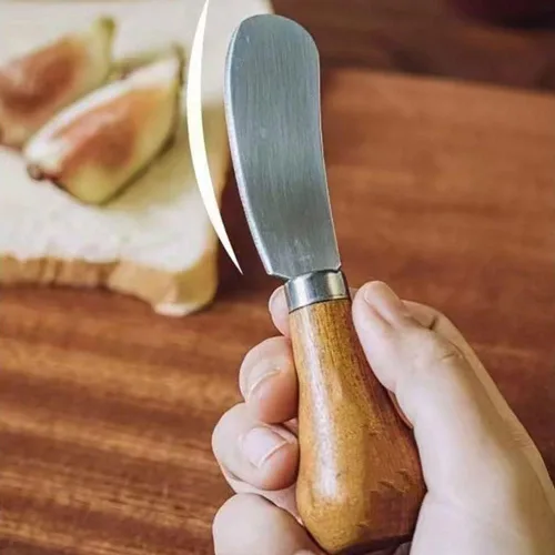 Vista 3 de 4 unids/pack esparcidor vertical de queso con mango de madera lindo cuchillo de mantequilla de pie