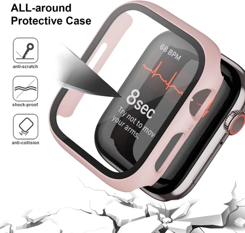 Vista 2 de Paquete de 14 fundas para Apple Watch Series 3 2 1 de 38 mm con protector de pantalla de vidrio templado, funda protectora totalmente rígida
