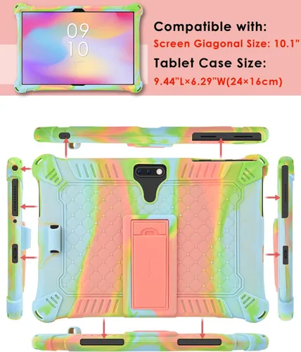 Vista 3 de DETUOSI Feonal - Funda de silicona de 10 pulgadas con correa para el hombro y lápiz capacitivo, funda para tablet con soporte multiángulo, funda