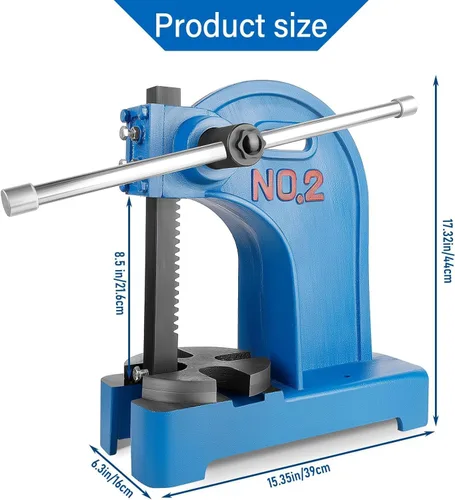 Vista 5 de Generic Prensa manual de árbol de 2 toneladas de hierro fundido resistente, 8.5 pulgadas de altura máxima, para sellar, doblar, estirar, formar