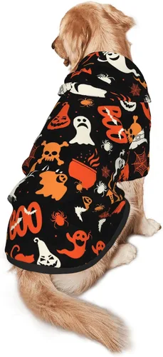 Vista 6 de Disfraz de perro de Halloween, sudadera con capucha con estampado de fantasma de calabaza para invierno, Halloween, cosplay, suéteres con capucha