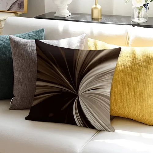 Vista 3 de Fundas de almohada con estampado abstracto de remolinos de chocolate con leche, de 18 x 18 pulgadas, para dormitorio, decoración del hogar