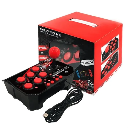 Vista 2 de Arcade Fight Stick Joystick for Switch PC MAC PS3 Andriod Linux Game Boxes using USB