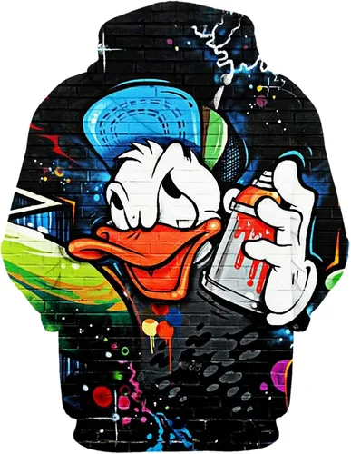 Vista 2 de Sudadera con capucha para hombre y mujer moda callejera graffiti hip-hop sudaderas con capucha estilo rap suéteres