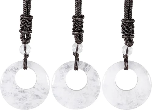 Vista 4 de SUNYIK 4 collares con colgante de cristal de la suerte para mujeres y hombres, piedra pulida, joyería de amuleto de cristal redondo para unisex