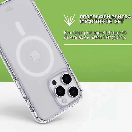 Vista 4 de tech21 Evo - Funda transparente para iPhone 15 Pro Max, compatible con MagSafe, funda de protección contra impactos, transparente
