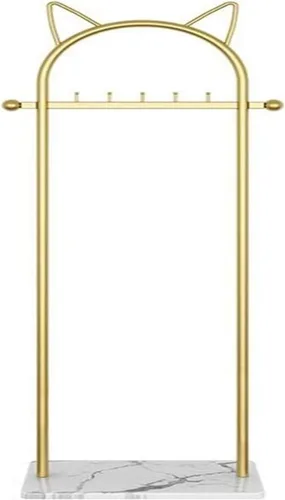 Vista 2 de Perchero dorado para ropa, perchero con base de mármol estable para abrigos, sombreros, bufandas, ropa y bolsos, para el hogar, dormitorio, hotel