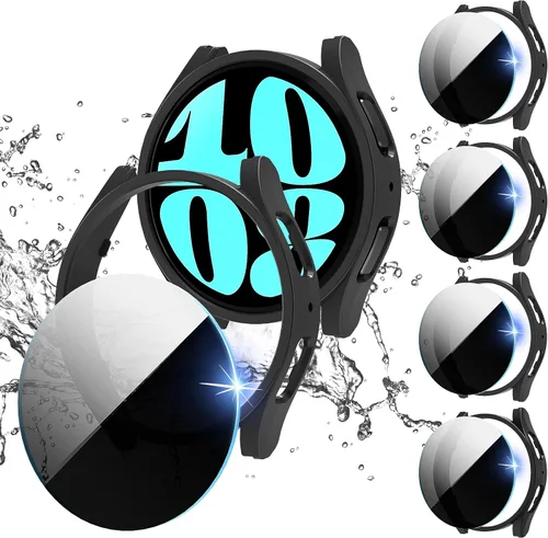 Vista 12 de Suoman Paquete de 4 + 4 fundas para Samsung Galaxy Watch 6 Classic de 1.575 pulgadas, protector de pantalla HD, cubierta protectora mate
