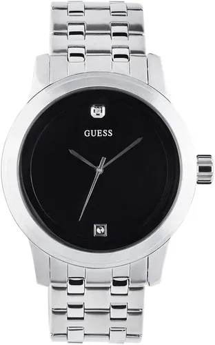 Vista 2 de GUESS Factory - Reloj de vestir para hombre, color negro y plateado, NS