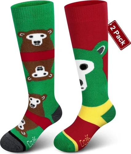 Vista 10 de Calcetines de esquí de lana merino para niños 2 pares, calcetines térmicos cálidos hasta la rodilla de invierno para snowboard y patinaje para niños