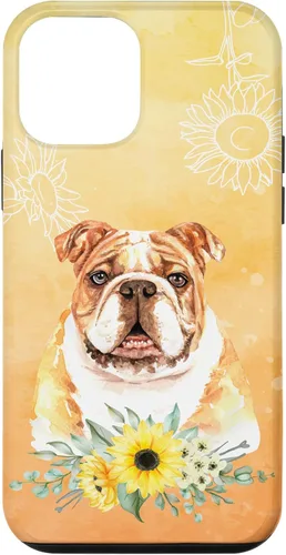 Vista 16 de iPhone 16 Cute English Bulldog Dog Bully - Sunflower Floral Flowers Case
