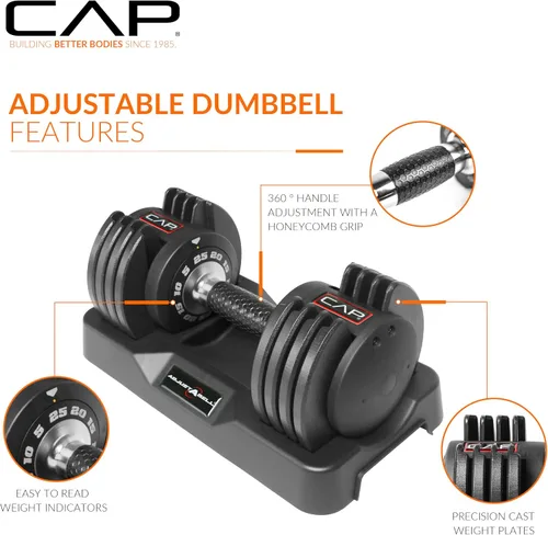 Vista 41 de CAP ADJUSTABELL - Juego de mancuernas ajustables de selección rápida de primera calidad para entrenamiento de fuerza, individuales y pares, 12.5