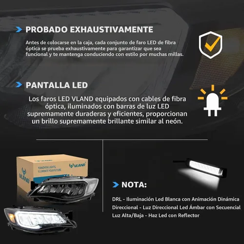 Vista 8 de VLAND Faros delanteros LED compatibles con Impreza Outback Sport 2008-2011, Impreza WRX 2008-2014 (no compatible con modelos con AFS/SRH) con Para