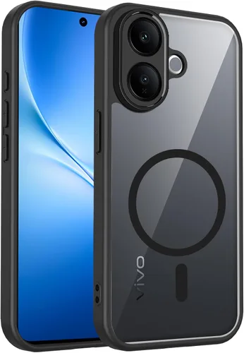 Vista 298 de Funda magnética transparente compatible con Xiaomi 17T, color negro 2 en 1 PC + TPU cubierta de teléfono a prueba de golpes, carcasa protectora