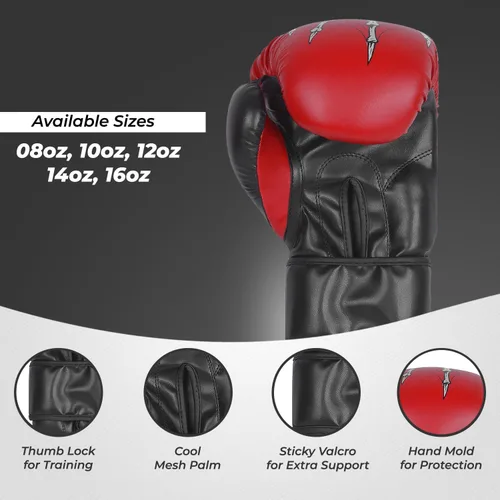 Vista 4 de Defy Sports - Guantes de boxeo para hombres y mujeres, de piel sintética de alta calidad, guantes de kickboxing con infusión de gel con soporte