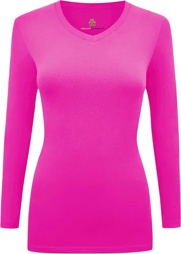 Vista 15 de Natural Uniforms - Camiseta de manga larga con cuello en V para mujer, para usar debajo de la ropa quirúrgica Aguamarina