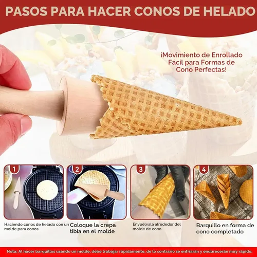 Vista 2 de Molde de cono de helado, molde de rollo de huevo de galleta de Pizzelle