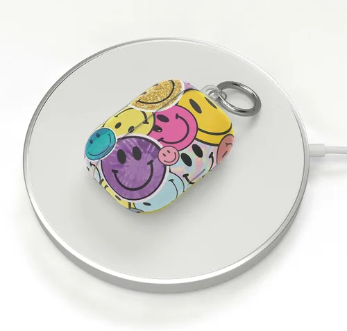 Vista 3 de Casely Funda compatible con AirPods 3 All Smiles Funda para AirPods con adhesivo de cara sonriente