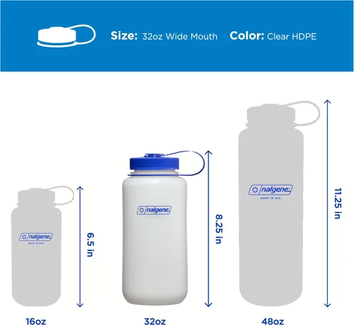 Vista 5 de Nalgene HDPE Botella de agua de boca ancha sin BPA, 30 onzas