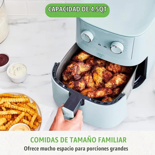 Vista 4 de GreenLife - Freidora de aire de 4.5 cuartos de galón, controles de dial mecánico, cajón antiadherente de cerámica libre de PFAS, temperatura