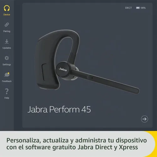 Vista 8 de Jabra Realiza 45 auriculares inalámbricos Bluetooth Push-to-Talk (PTT), micrófono con cancelación de ruido, funcionalidad Push-to-Talk, modo