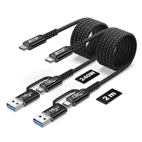 Vista 9 de Cable USB C 2 en 1 Android Auto [1.5 pies, 2 paquetes], cable de Plateado