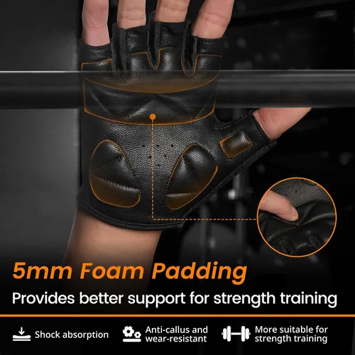 Vista 3 de ATERCEL Guantes de entrenamiento de cuero de alta calidad, ideales para hombres y mujeres, adecuados para levantamiento de pesas, gimnasio, ciclismo