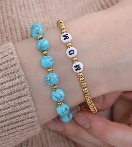 Vista 2 de USANGERS Juego de pulseras con cuentas para mujeres, adolescentes, niñas, regalos únicos para su madre, hija, hermana, amiga, esposa, abuela