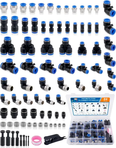 Vista 16 de 32 piezas de accesorios de línea de freno de aire de latón DOT surtido de 1/4" 3/8" 1/2" kit de accesorios de línea de aire de empuje para conectar