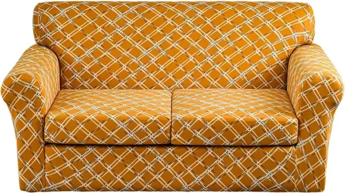 Vista 15 de Fundas elásticas para sofá de 1/2/3 cojines, funda estampada con fundas de cojín de asiento separadas, fundas de sofá lavables, protector de muebles