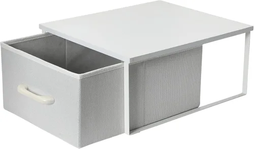 Vista 11 de Household Essentials Cajas de almacenamiento apilables con tapa laminada, juego de 2, color blanco