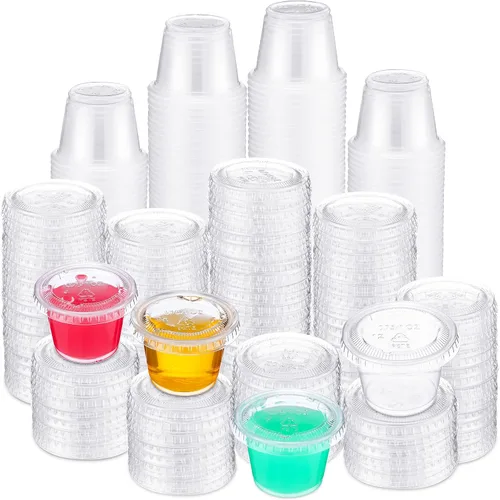 Vista 9 de Macarrie 1000 tazas de 1 oz con tapas para porciones de salsa de plástico