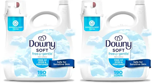 Vista 11 de Suavizante líquido para telas Downy Free & Gentle, 44 fl oz, 60 cargas, hipoalergénico, acondicionador de tela líquido apto para pieles sensibles