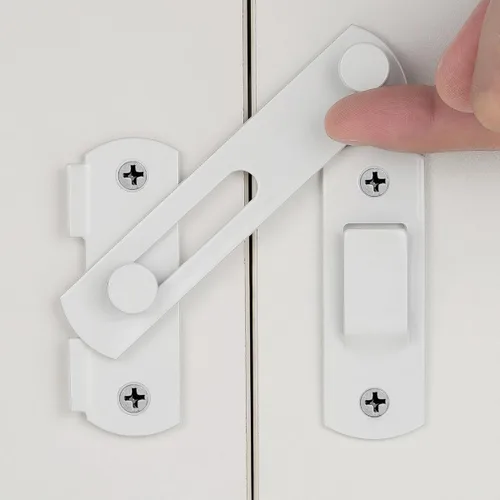 Vista 21 de 3 paquetes de pestillos de puerta abatible, 3.93 x 2.75 pulgadas, cerradura de seguridad negra para valla de madera de granero, puertas francesas