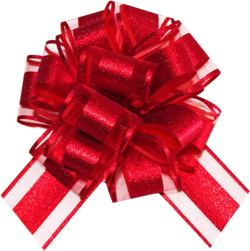 Vista 12 de HQJAXJ 6 lazos azul cielo para envolver regalos, lazos con purpurina de 6 pulgadas para cestas de regalo, Pascua, cestas de regalo, fiestas