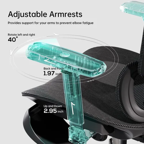 Vista 3 de Hbada Silla de oficina ergonómica con reposabrazos ajustables 3D, soporte lumbar ajustable, respaldo alto para silla de computadora, silla