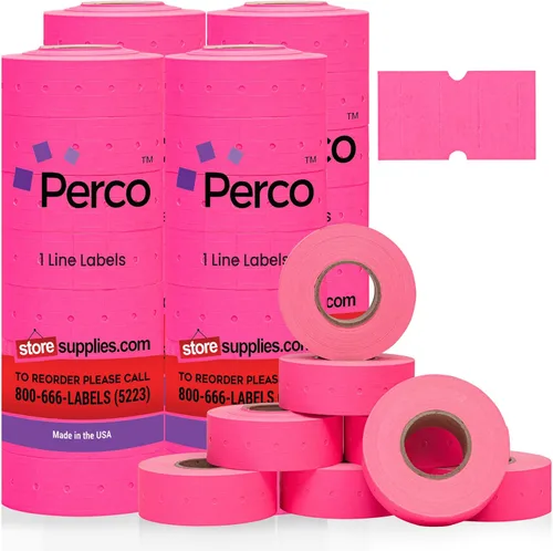 Vista 42 de Etiquetas azules Perco de 1 línea - 8 rollos, 1 funda, 8,000 etiquetas en blanco para pistolas de precio y fecha de 1 línea Perco - Fabricadas