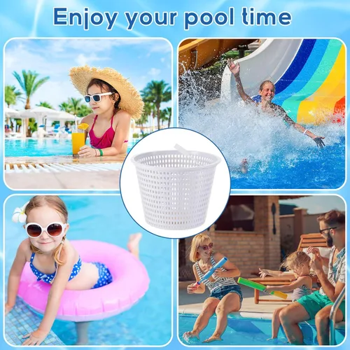 Vista 4 de Mumufy Paquete de 4 cestas de repuesto para desnatadora de piscina con asa, cesta resistente para mantenimiento de piscinas, consejos: presta