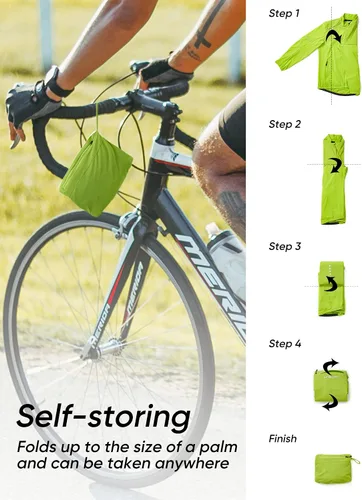 Vista 4 de HOTSUIT Chaqueta de lluvia de ciclismo para hombre, chaqueta transpirable para correr, impermeable, rompevientos
