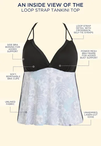 Vista 4 de Swimsuits For All Tankini de talla grande con correa de lazo para mujer