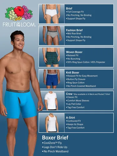 Vista 3 de Fruit of the Loom Men's Tag-Free Boxer Shorts (Knit & Woven)