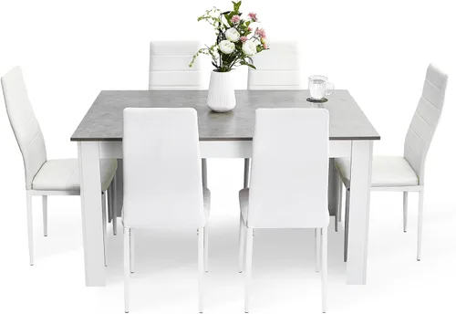 Vista 8 de Mondeer Juego de mesa de comedor para 4, sillas de mesa de cocina con respaldo alto, juego de comedor y oficina en casa, 47.2 x 35.4 x 29.5 pulgadas