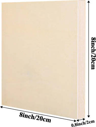 Vista 4 de ADXCO Paquete de 8 Paneles de Madera de 8 x 8 Pulgadas Lienzo de Madera Sin Terminar Tableros de Panel de Madera para Pintar, Verter, Uso Artístico
