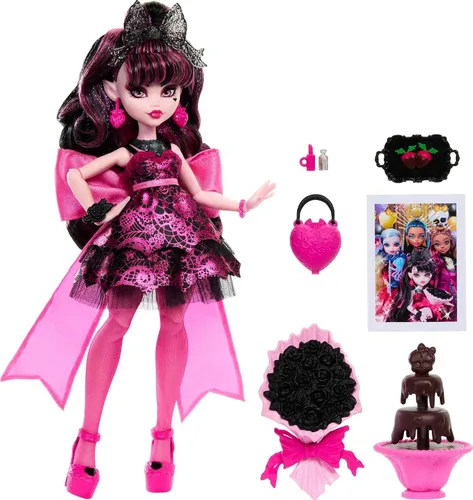 Vista 8 de Muñeca Monster High, Clawdeen Wolf en estilo de fiesta de bola de monstruo con accesorios temáticos incluyendo globos