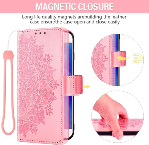 Vista 5 de Asuwish Compatible con Xiaomi Redmi Note 10 Pro Wallet Case Protector de pantalla de vidrio templado, soporte para tarjeta de crédito, correa
