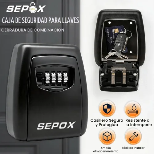 Vista 3 de SEPOX® Caja de cerradura de llave de acero inoxidable más grande de 4 dígitos combinada resistente al aire libre
