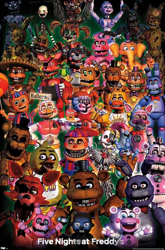 Vista 13 de Trends International Five Nights at Freddy's - Póster de pared Ultimate Group, 14.725 x 22.375 pulgadas, versión enmarcada de madera de granero