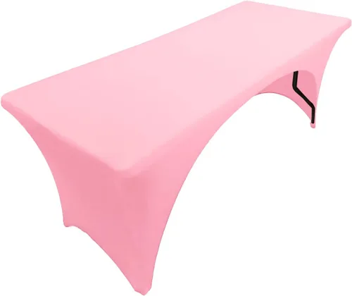 Vista 16 de Mantel de elastano color burdeos de 6 pies para mesa plegable rectangular ajustable