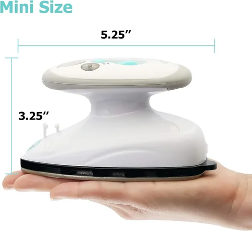 Vista 2 de IIMII Mini plancha de vapor de viaje, potencia de doble voltaje de 420 W, calentamiento rápido, potente vapor, suela antiadherente y diseño